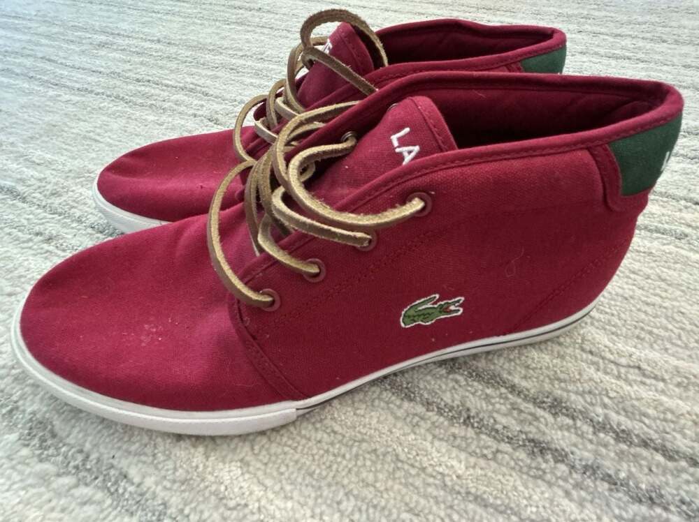 Lacoste Ampthill TBR Mid-Top Sneakers Red Size 8 MENS